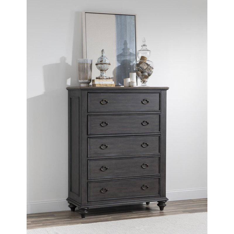 Commode 5 tiroirs Kingston, Brun