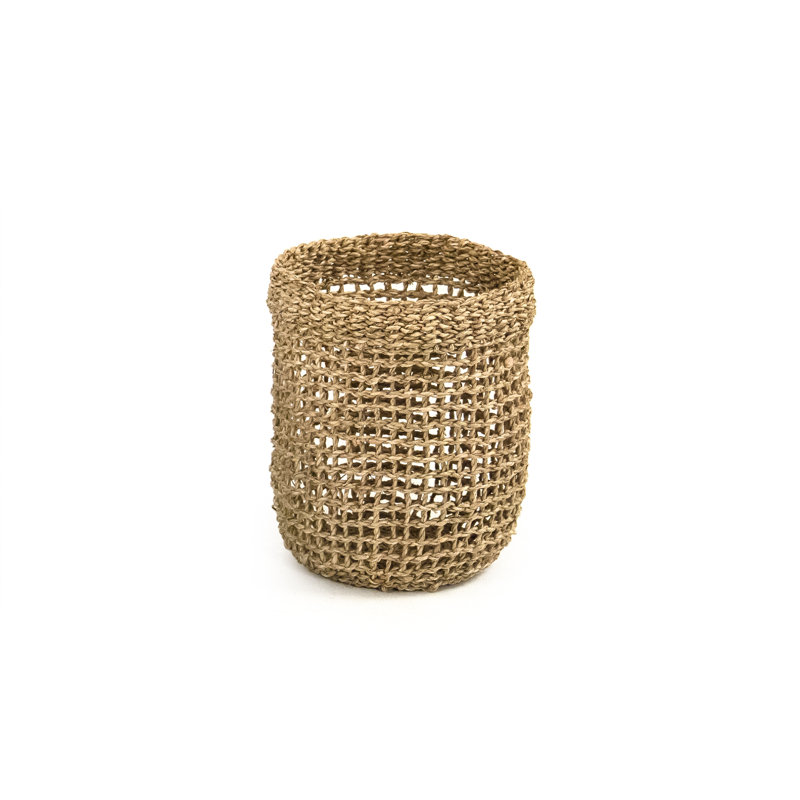 Handmade Seagrass Decorative Basket, 9.25" H x 8" W x 8" D