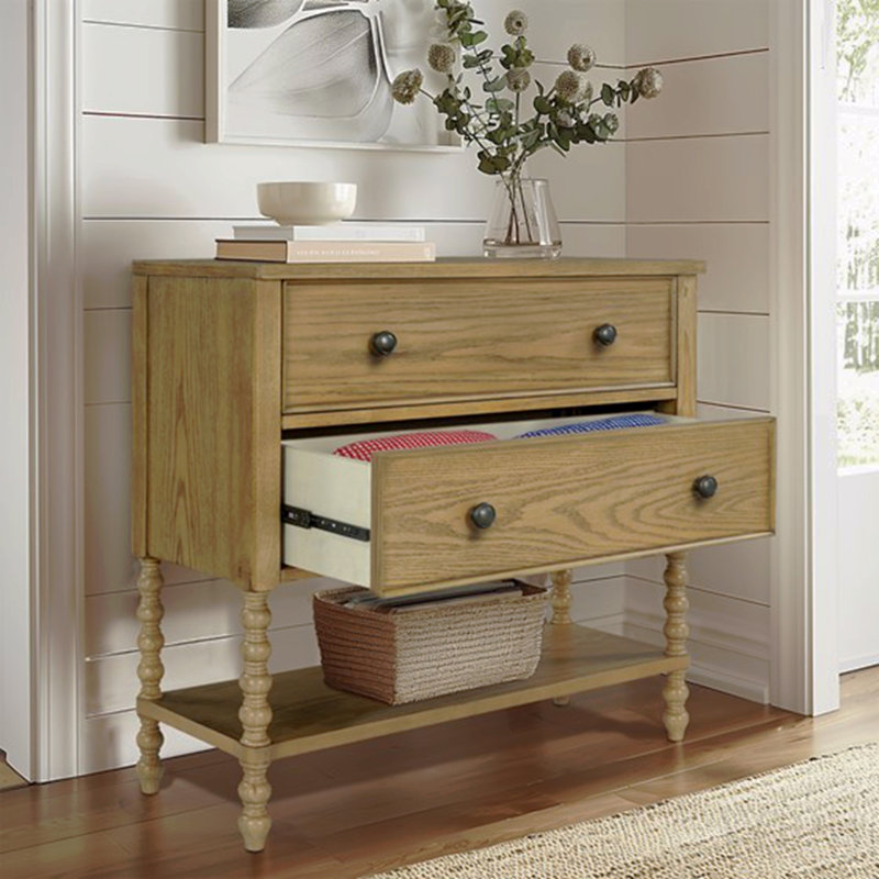 Commode d'appoint 2 tiroirs Naturel Voir ci-dessous