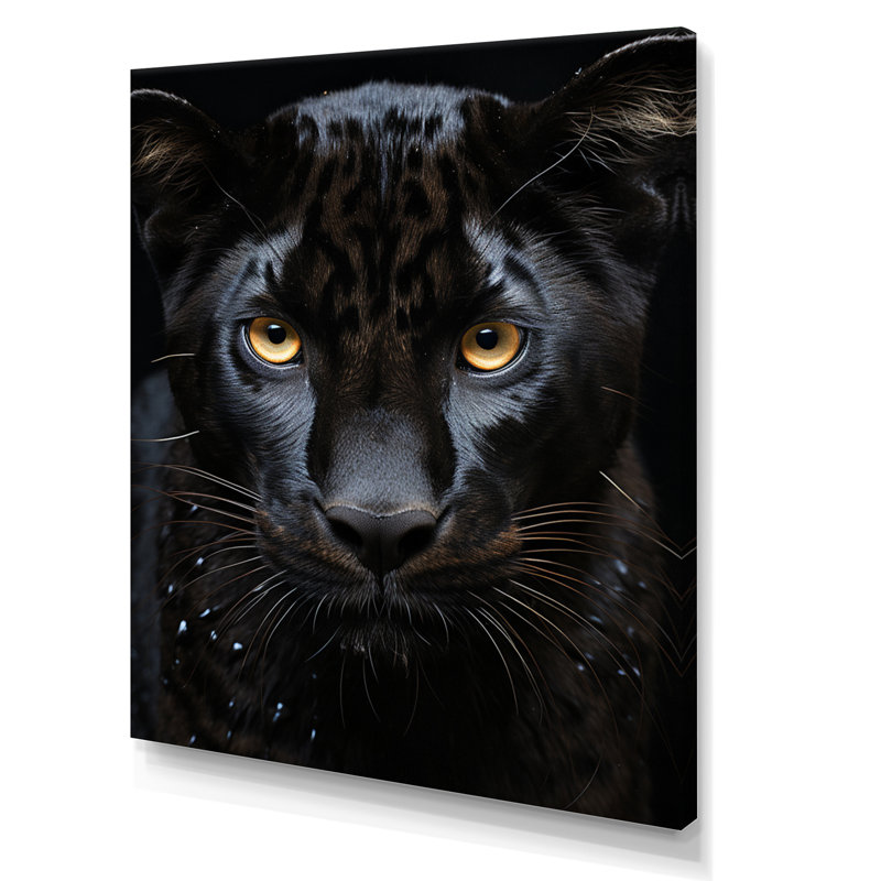 «Black White Panther Portrait Vibrant» sur toile, H 44 po x l 34 po x P 1,5 po, Toile tendue