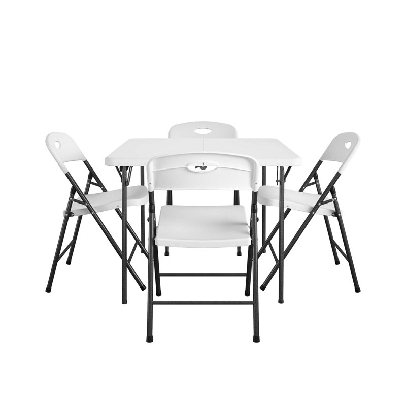 COSCO XL 5-Piece Folding Indoor/Outdoor Dining Set w/ 36" Fold-in-Half Card Table w/ Handle