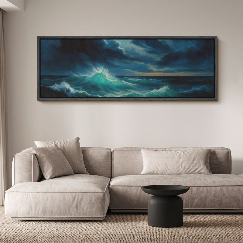 Grande impression sur toile encadrée, impression de paysage de coucher de soleil sur la plage de l'océan pour un décor moderne