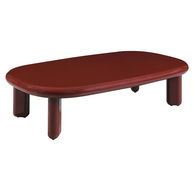Table basse rectangulaire rouge ultrabrillant