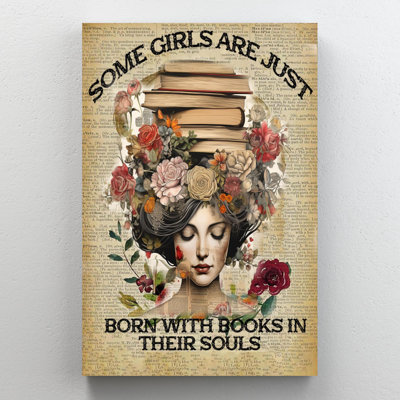 Just Born With Books - Reproduction d'art graphique rectangulaire sur toile tendue 1 pièce