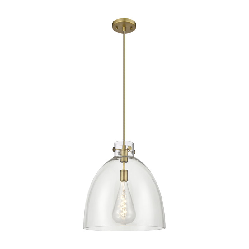 Luminaire suspendu à 1 lumière Badgett, H 17,25 po x l 16 po x P 16 po, Clair, Laiton brossé