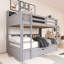 Lit superposé simple au-dessus de simple avec cadre en bois avec tablettes intégrées et tiroir de rangement-4965052