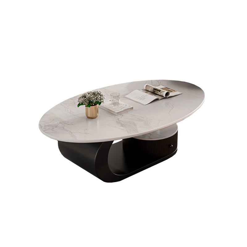 Modern Coffee Table with Microcrystalline Stone, White