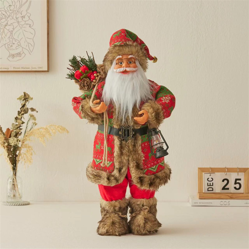 Lanterne de bonbon de 23,6 po de couleur rouge Père Noël
