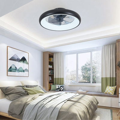 Black LED Adjustable 20" Ceiling Fan Light – Dimmable & Color Temperature