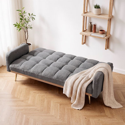 Canapé-lit ajustable en molleton doux de 69 po | Canapé convertible à 3 vitesses avec accoudoirs détachables, canapé-lit multifonctionnel pour le salon, la chambre à coucher et les petits espaces