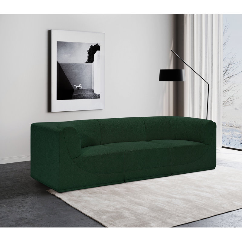 Canapé rembourré 98 po Izick, Tissu bouclé vert