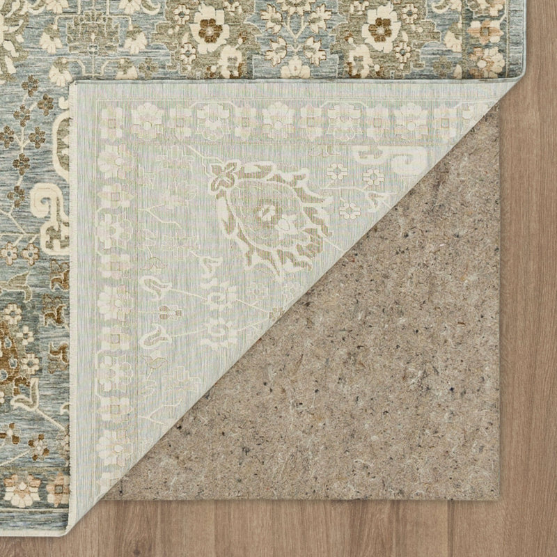 Gray Geometric Synthetic 5' x 7' Washable Area Rug