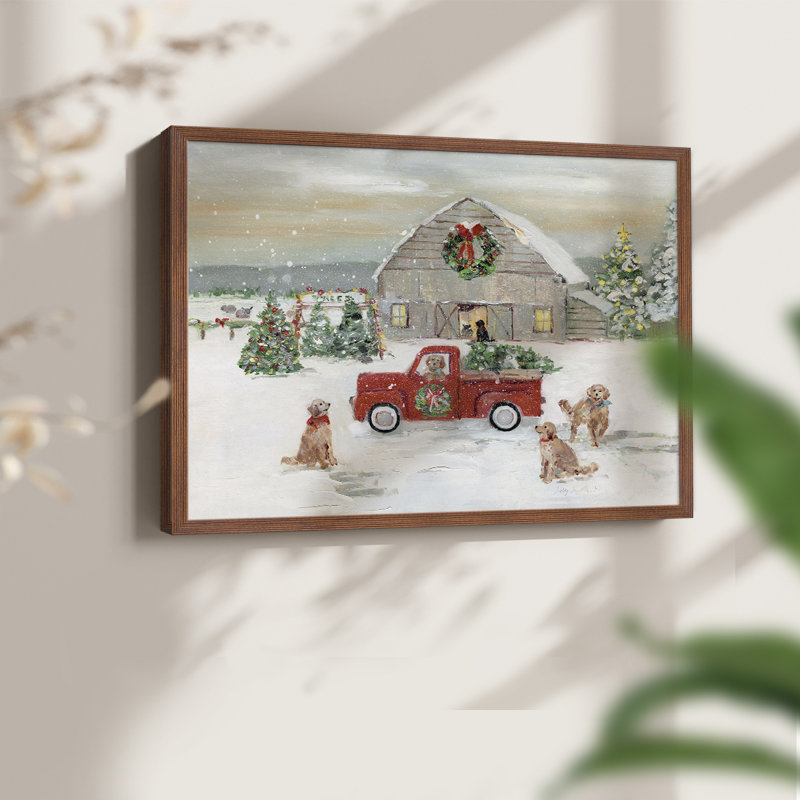 Noël à la ferme - reproduction encadrée - réaménageable, Noyer, H 16 po x l 20 po