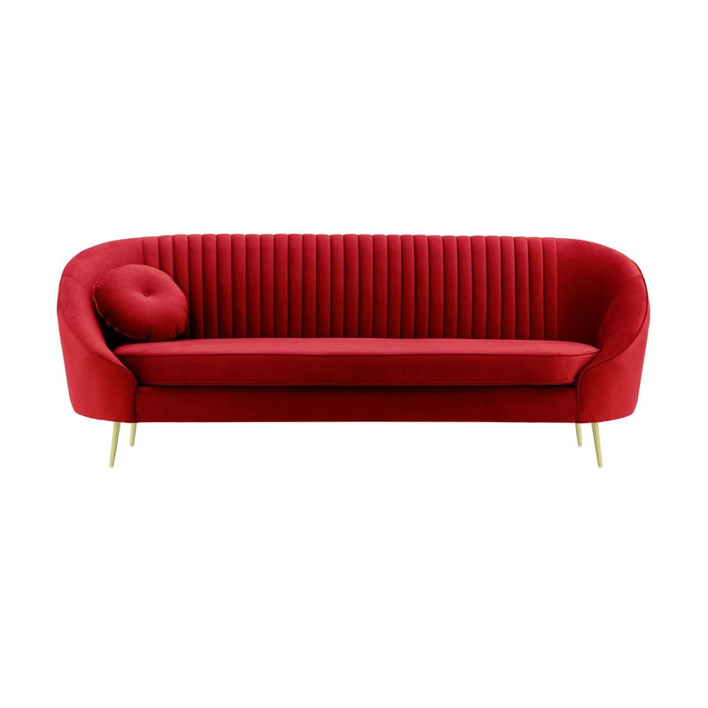 Kooper 3 Seater Velvet Sofa, Red