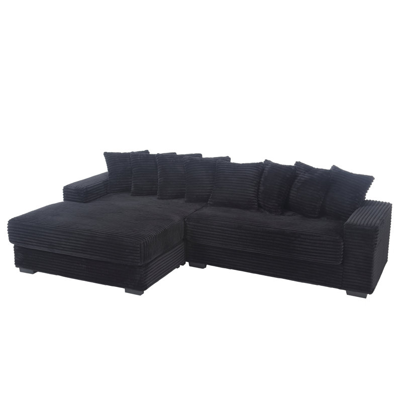Oversized Two-Piece  Couches,L Shaped Sofa, Corduroy, Right Chaise Daybed,with Armrests,Eight Throw Pillows,Corner Sofa