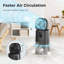 Ventilateur de purificateur d'air Kloudic pour grand espace domestique jusqu'à 2500 pieds carrés de filtre à air oscillant avec filtre pré-lavable, noir