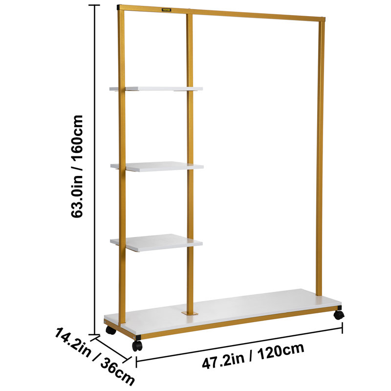 Zacharay 47.2'' Rolling Industrial Pipe Clothing Rack