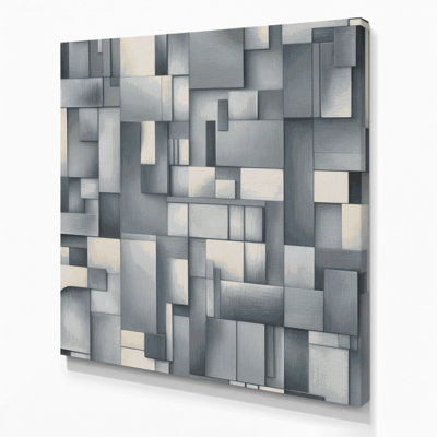 Abstract Shapes 89 Gray Canvas Wall Art