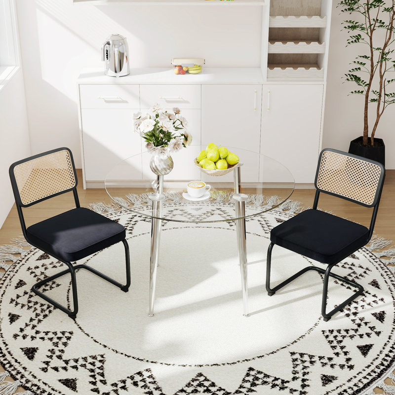 Ensemble de salle à manger 5 pièces, H 29,5 po x L 36 po x l 36 po, Noir, 3 pièces : Table, 2 chaises