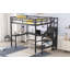 Lit mezzanine double en métal avec garde-robe intégrée et port USB, aucun sommier requis, soutien solide
