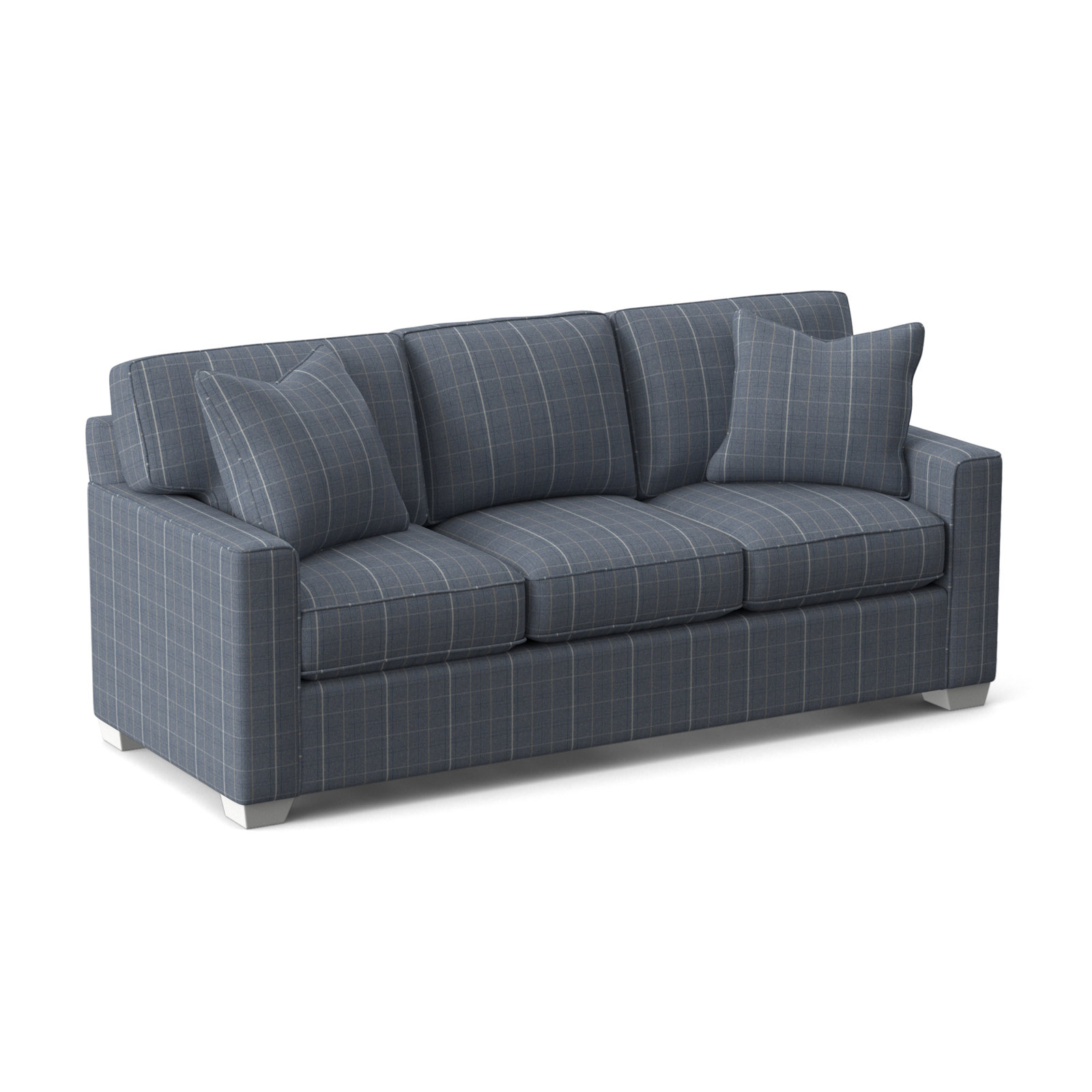 Frye 81'' Upholstered Sofa, Frost White, Lapis Plaid