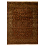 Hand Knotted Wool Area Rug in Brown And Gold