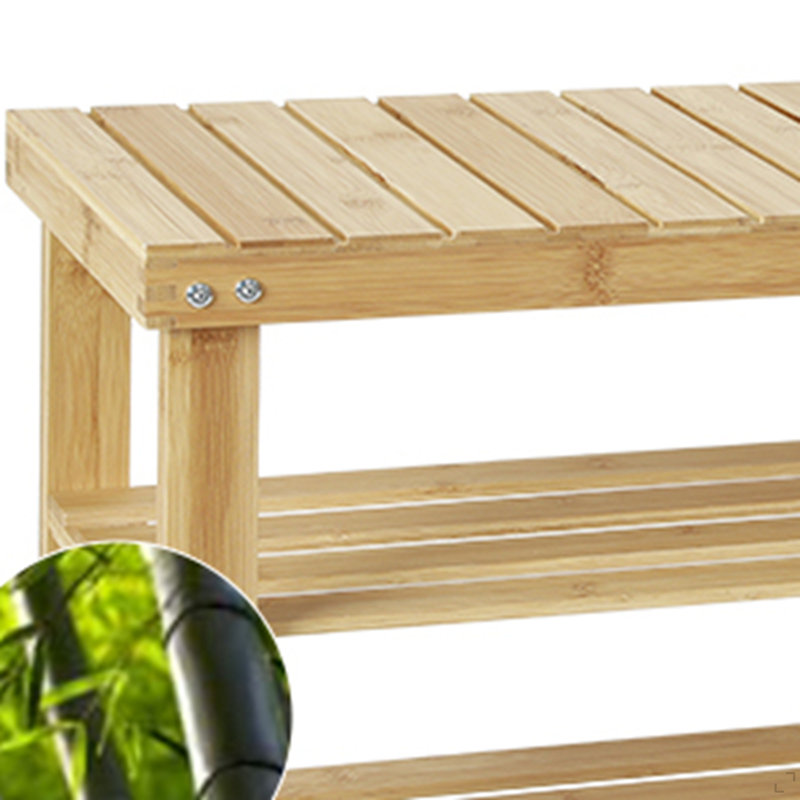 27.5" Shoe Rack Solid Wood Shoe Bench, 3-Tier Shoe Organizer For Entryway Hallway