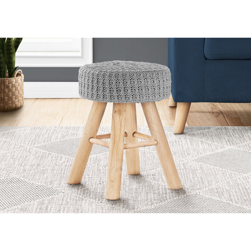 Repose-pieds en tricot gris avec cadre en bois massif et support en mousse de 15,96 pouces de hauteur