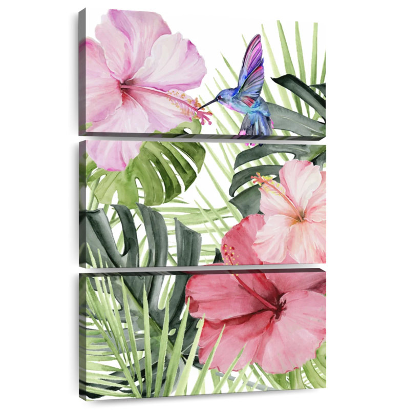 Harnek Hibiscus And Hummingbird I, 38" H x 24" W