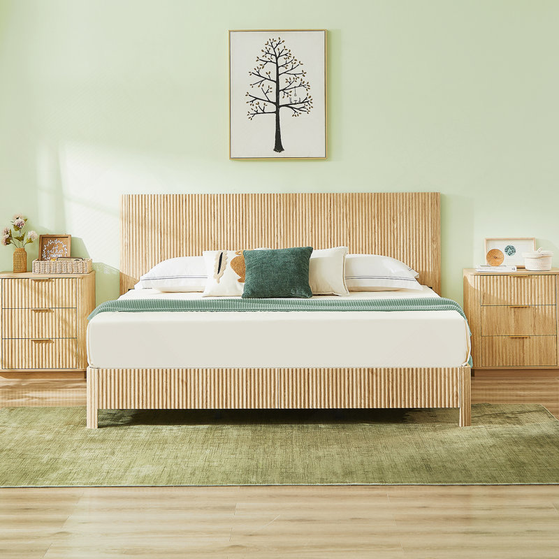 Lit en bois, aucun sommier requis, Très grand lit, Chêne