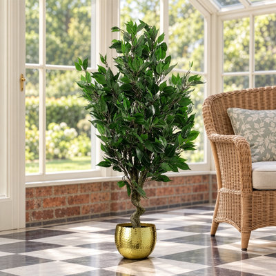 Faux Tree in Metal Planter
