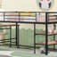 Lit mezzanine simple en métal avec bureau et tablettes, conception compacte pour les petites pièces et multifonctionnel-188080349