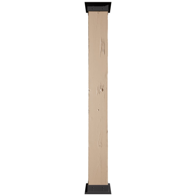 Enveloppe de colonne carrée Timberthane, H 144 po x l 18 po x P 18 po, Base et base en faux fer, Pin noueux