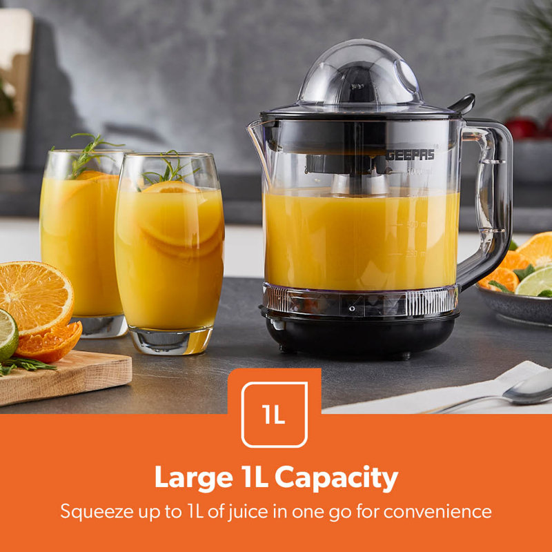 GEEPAS 25W Citrus Juicer with Bi-Direction Twist, Black