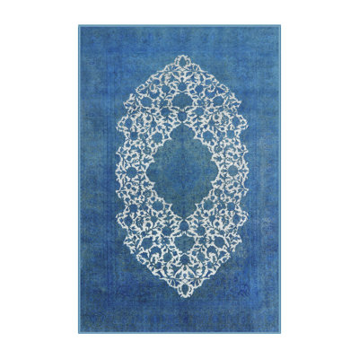 Tapis oriental bleu / blanc