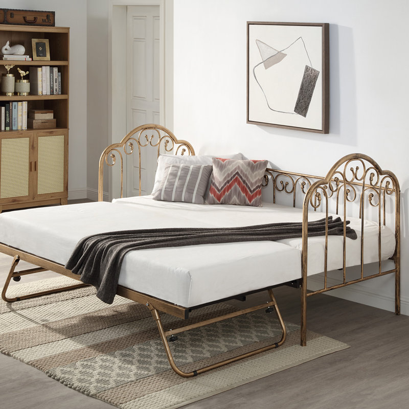 Fredric Metal Daybed with Trundle, Gold