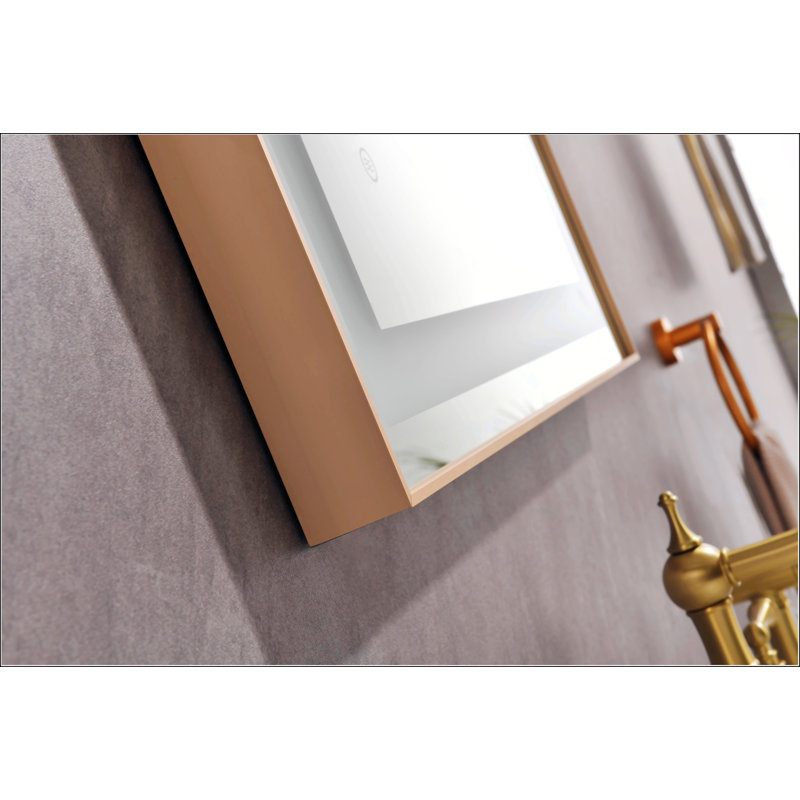 96 po X P 36 po Miroir de salle de bain simple H sans cadre à DEL en cristal poli