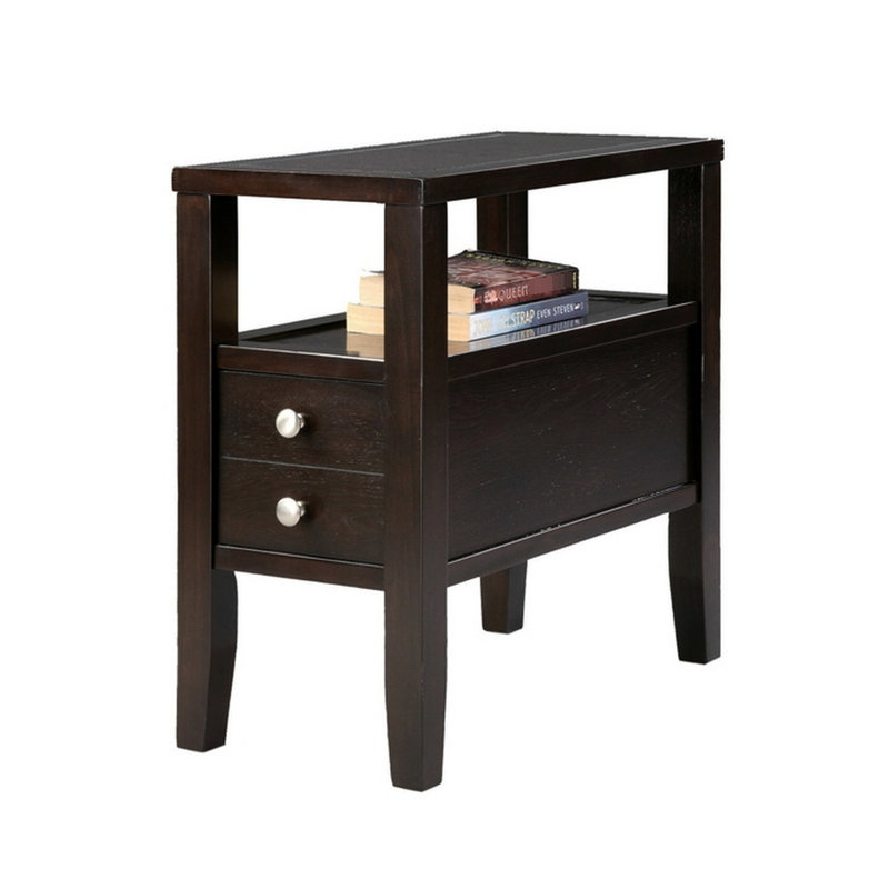 Grande table de bout en bois 24 po, 2 tiroirs, ton traditionnel, capacité de charge de 250 lb
