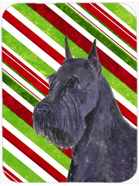 Planche à découper en verre de noël schnauzer canne pour fêtes