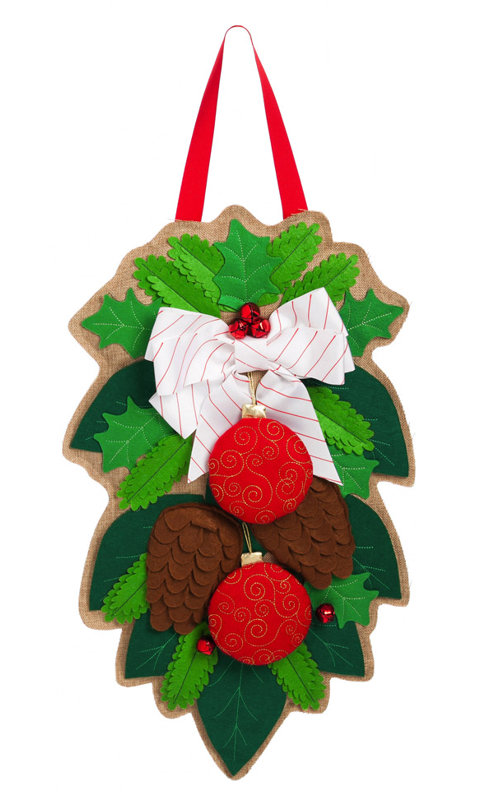 Décoration de porte en toile jute de feuillage de fêtes