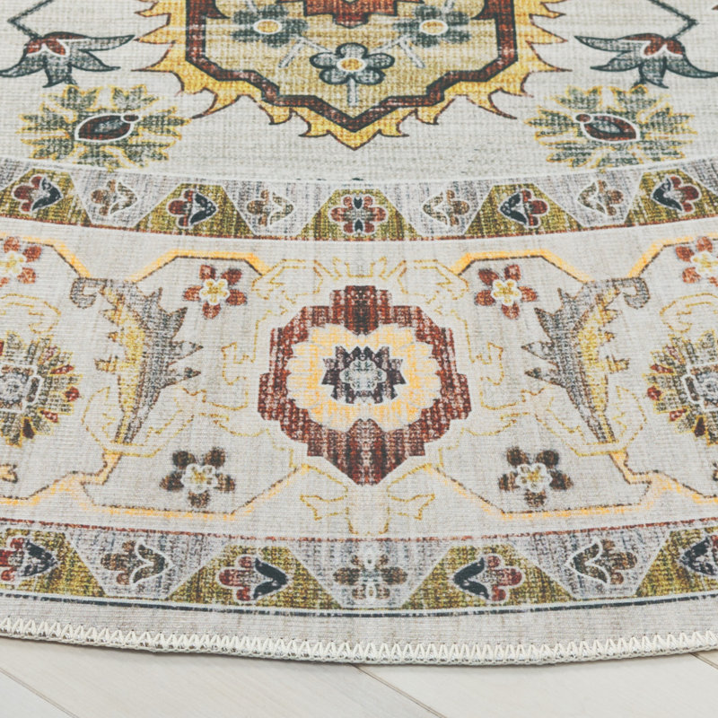 Tapis oriental lavable en machine Ceniya, Rond 6 pi