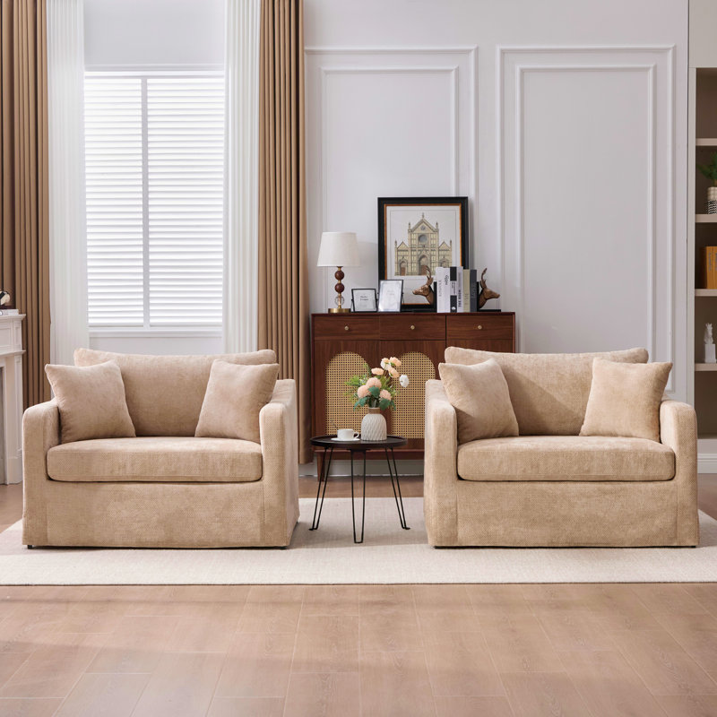 Ensemble de 2 fauteuils d'appoint 43,9 po en chenille, Blé