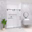 56 à 60 po X P 76 po H Porte de douche coulissante simple sans cadre en noir mat-128634047
