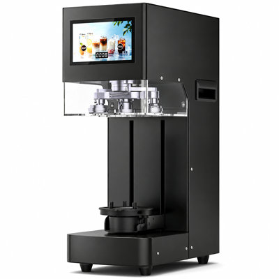 Commercial Automatic Can Seamer with Dual Rollers, Height Detection and Touchscreen, Matte Black