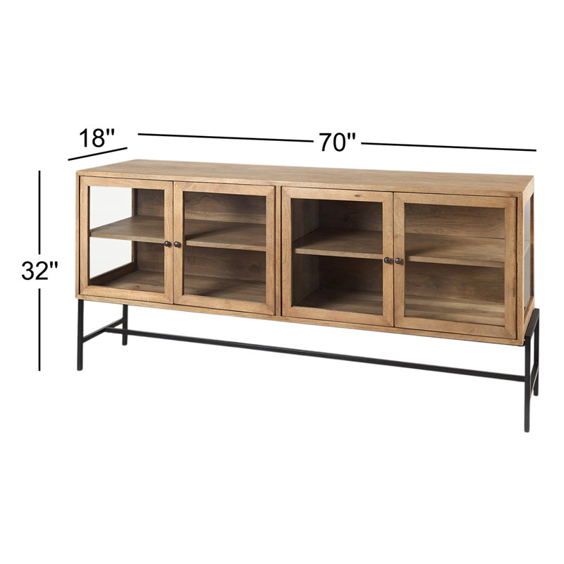 Arelius 70'' W Solid Wood Sideboard, Black/Light Brown