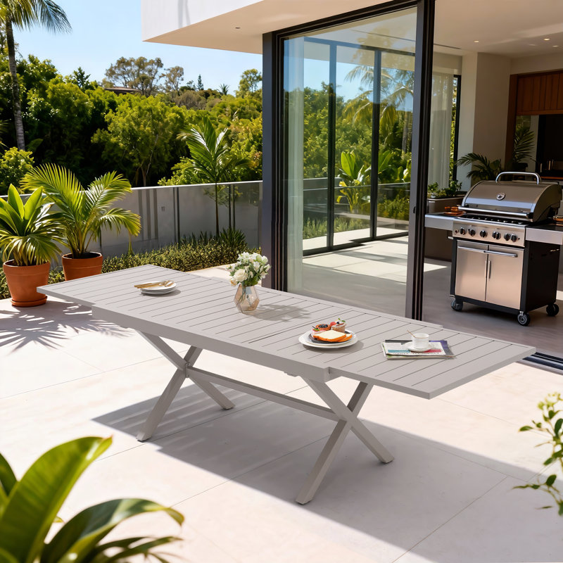 Rectangular Extendable Outdoor Dining Table, Flaxen