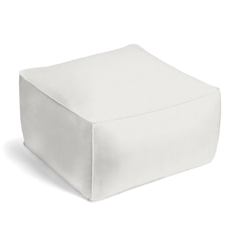 Upholstered Pouf, Oat Linen Blend/Rayon/Viscose