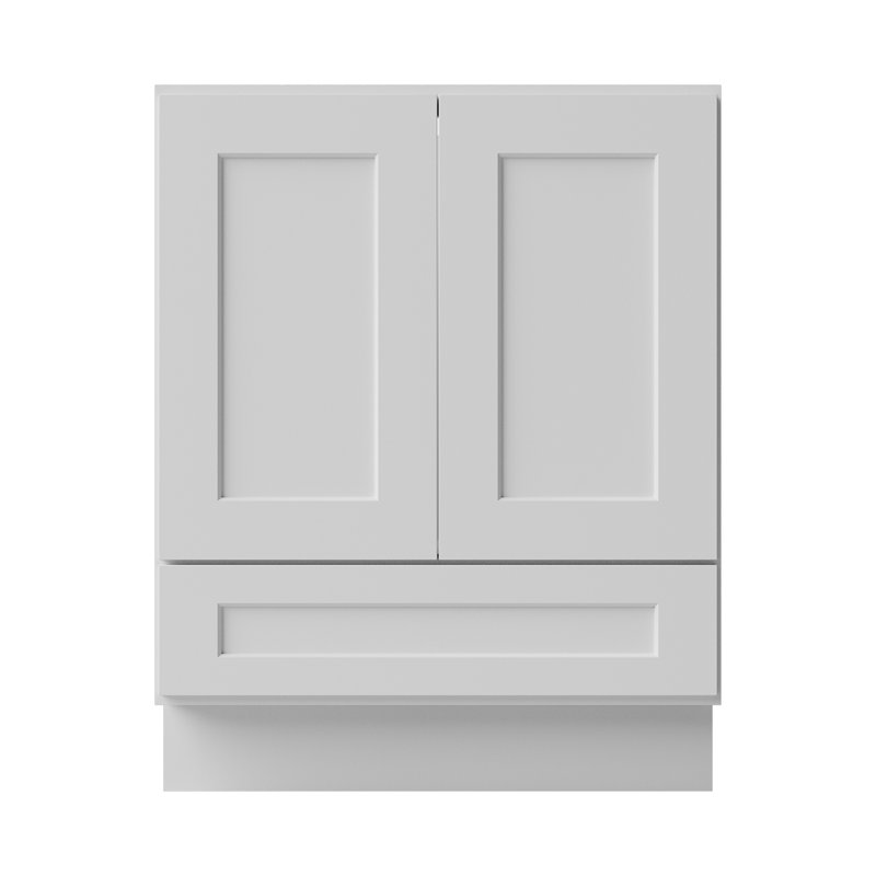 Armoire de salle de bain en bois massif prêt à assembler avec comptoir Shaker - comptoir non inclus, Blanc