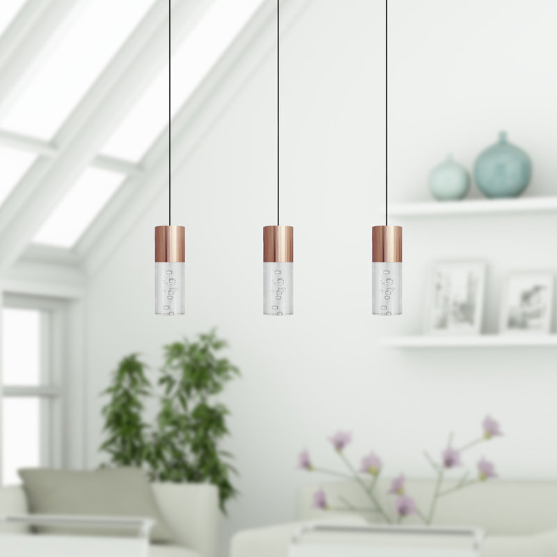 Rathi 3 - Light Kitchen Island Pendant, Copper, 7" H x 2" W x 2" D