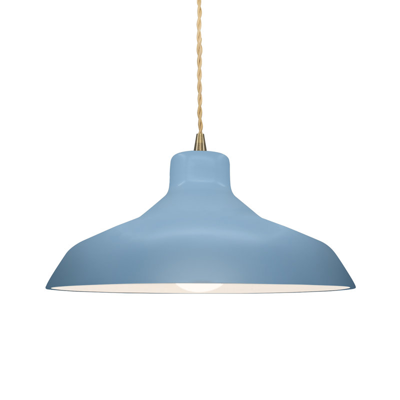 Fallon - Light Dome Pendant, Sky Blue, 6.25" H x 13.5" W x 13.5" D, Antique Brass